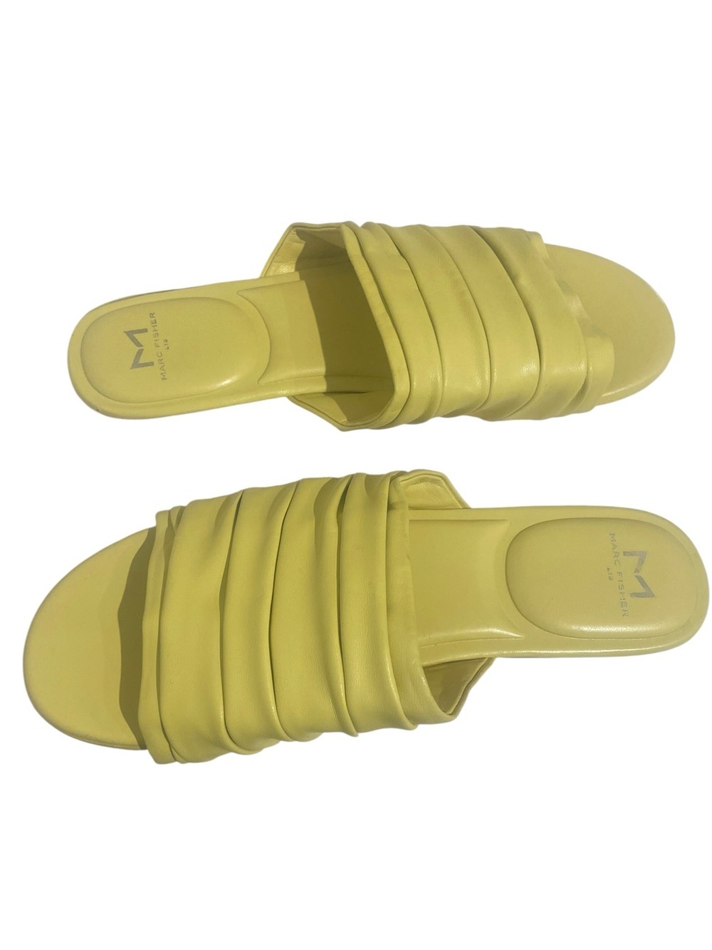 Marc Fisher Women’s Yellow Lemon Ruched Slide Sandals New size 9.5